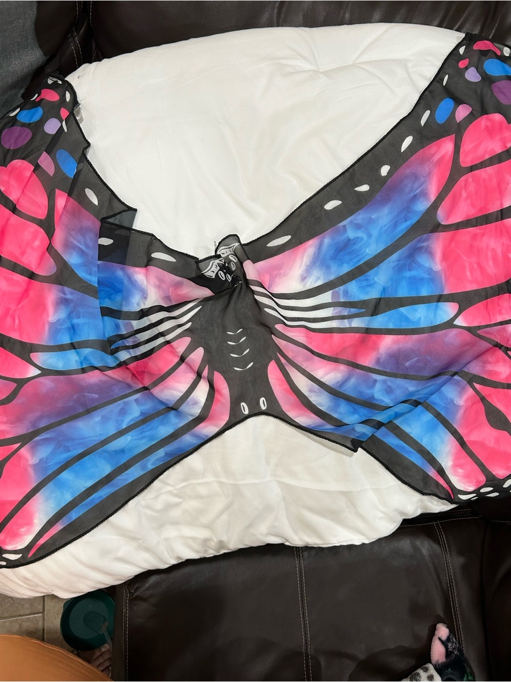 Women's Butterfly Print Sheer Kimono Cover-Up - Pink & Blue
